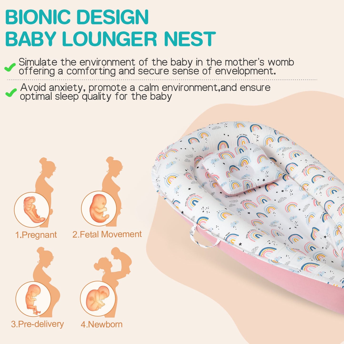 Baby's Crib pure Cotton Sleeve , High-grade Memory Foam, Inner Core,