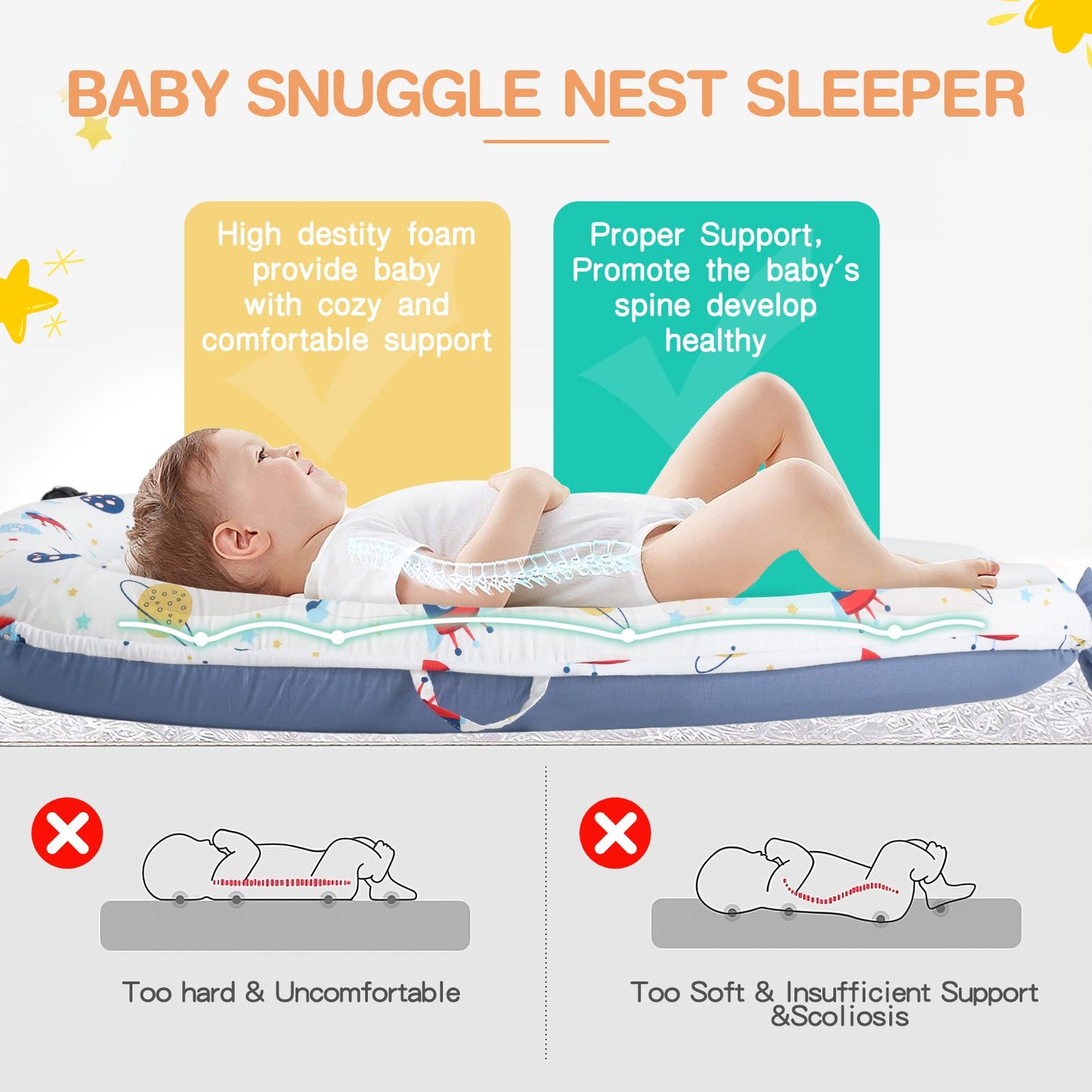 Baby's Crib pure Cotton Sleeve , High-grade Memory Foam, Inner Core,